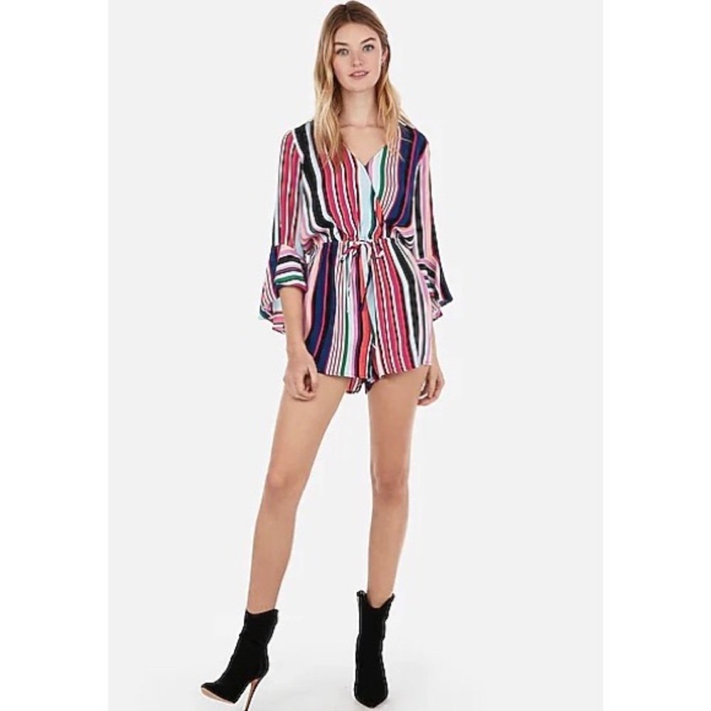 Express Multicolor Striped Romper